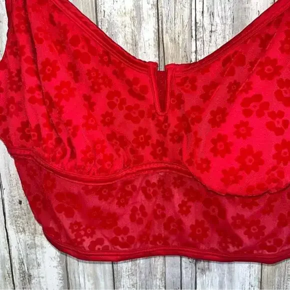 Victoria’s Secret PINK Red Floral Flocked Mesh Bralette - Picture 6 of 8